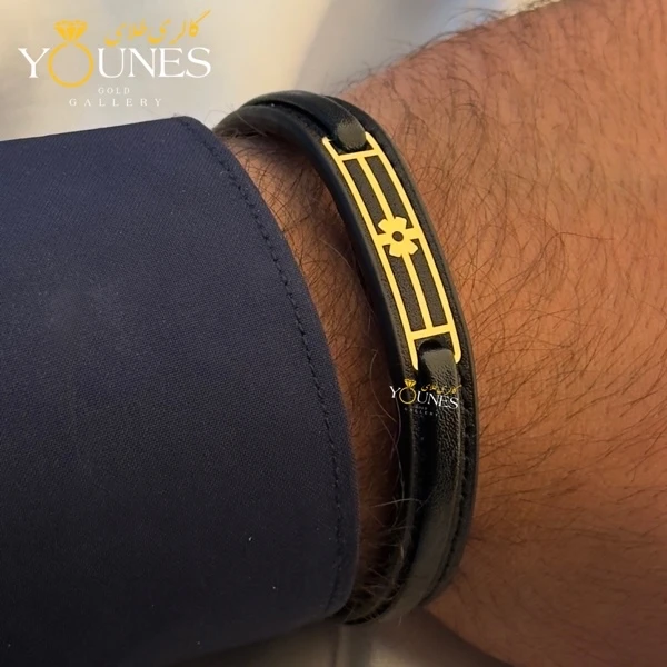 دستبند طلا چرم مردانه L159